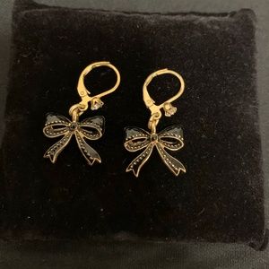 Elegant Kate Spade Golden Black Bow Earrings